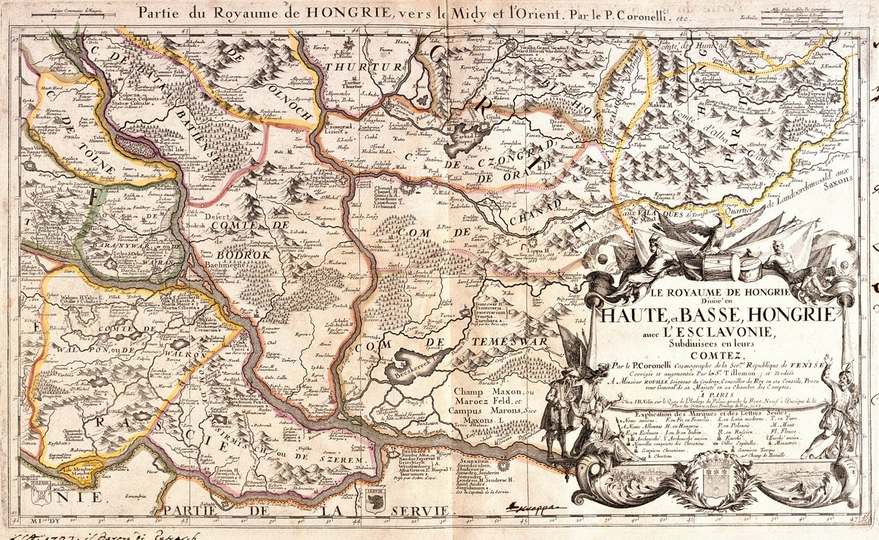 Karta över den orientaliska delen av kungariket Ungern (gravyr av Jean Baptiste Nolin