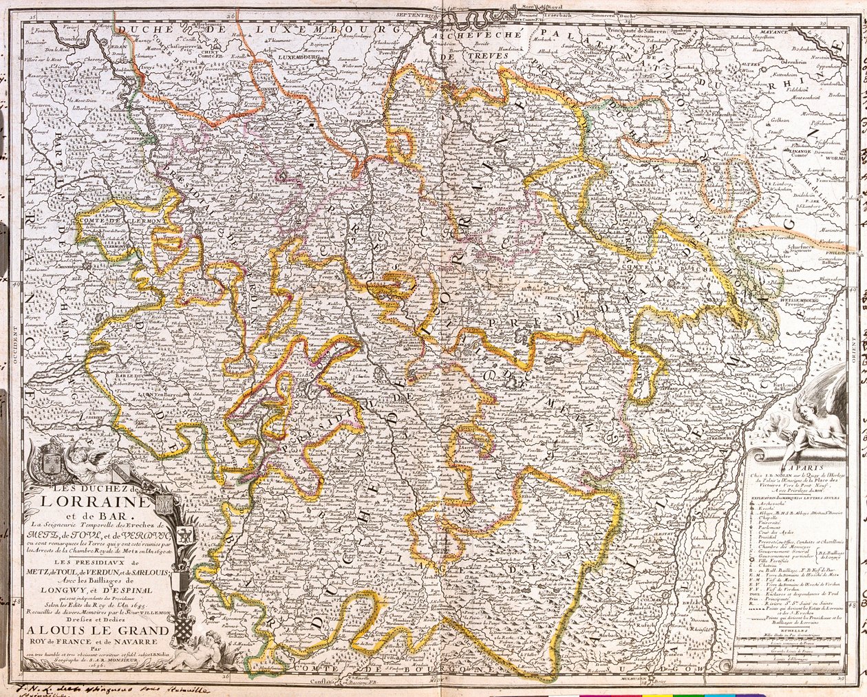 Karta över provinsen Lorraine (Frankrike) (gravyr av Jean Baptiste Nolin