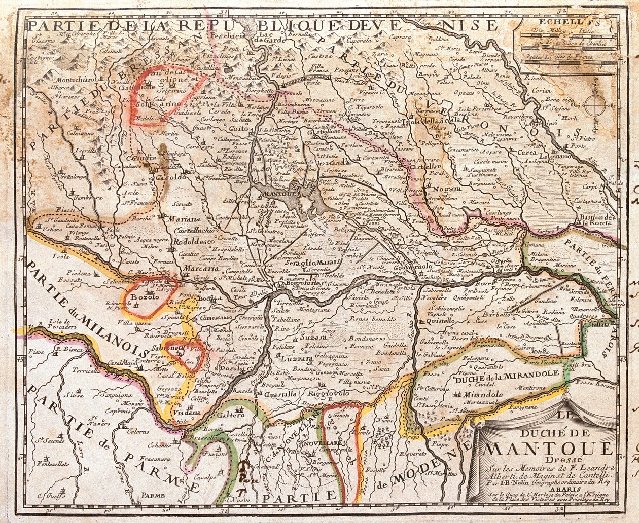 Karta över provinsen Mantova (Italien) (gravyr av Jean Baptiste Nolin