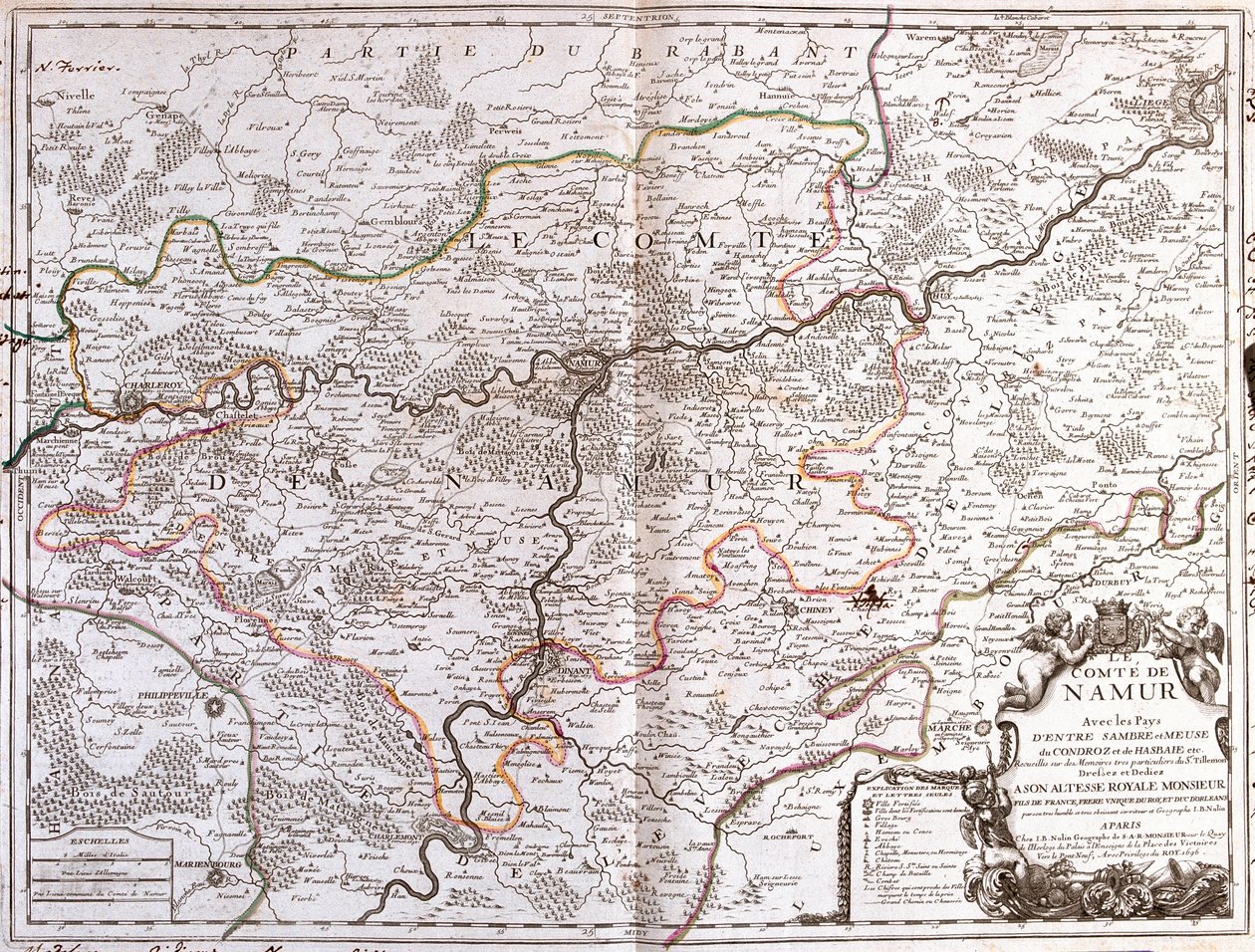 Karta över provinsen Namur (Belgien) (gravyr av Jean Baptiste Nolin