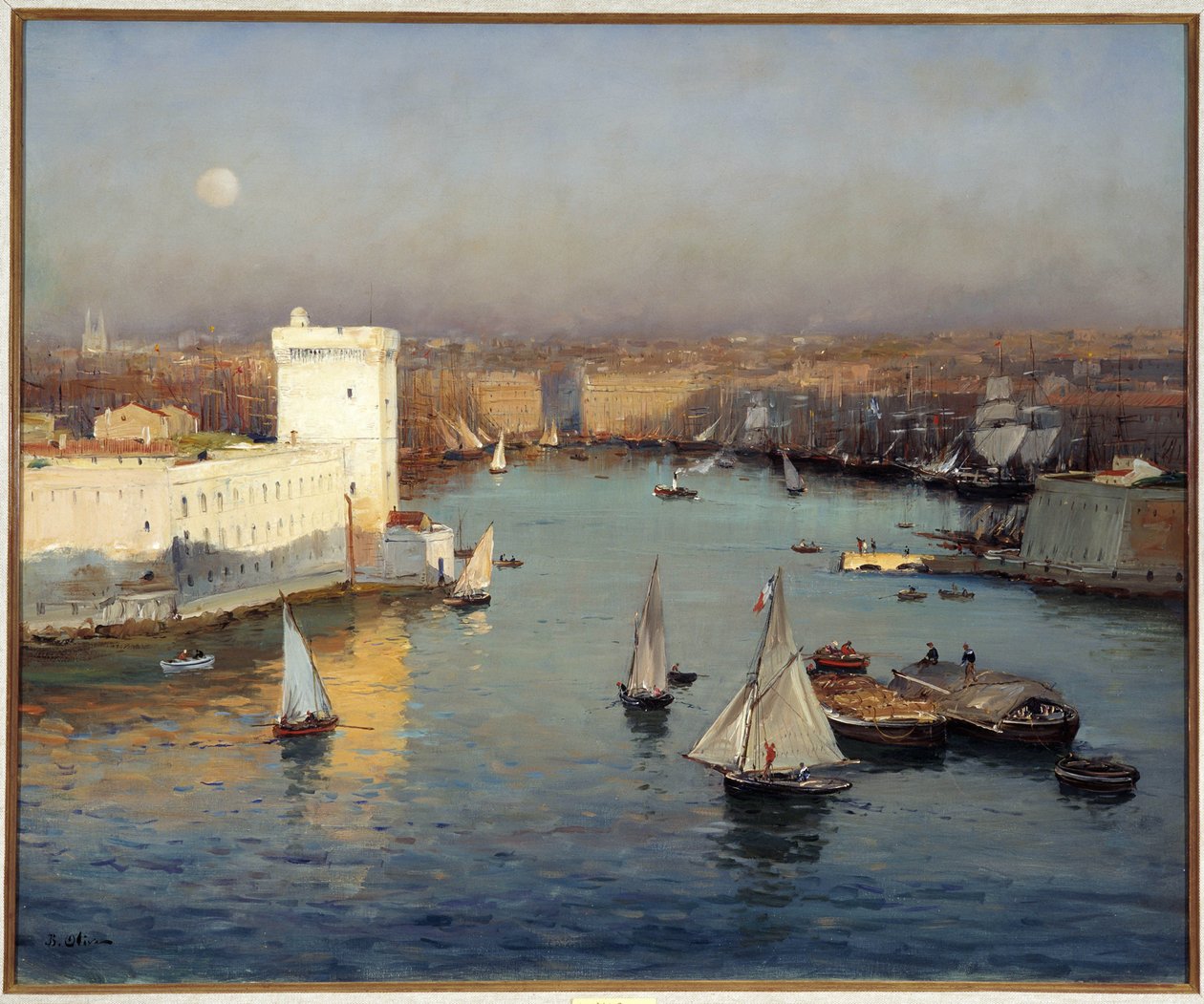 Utsikt över den gamla hamnen i Marseille från Pharo-målningen av Jean Baptiste Olive (1848-1936) Dim. 50x73 cm Obligatoriskt omnämnande: Insamlingsstiftelsen avseende de provence, Marseille av Jean Baptiste Olive