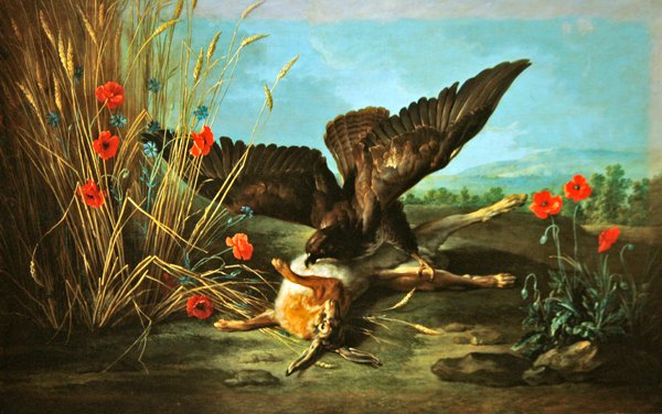 En ormvråk som välter en hare, eller Höken och haren, 1749 av Jean Baptiste Oudry