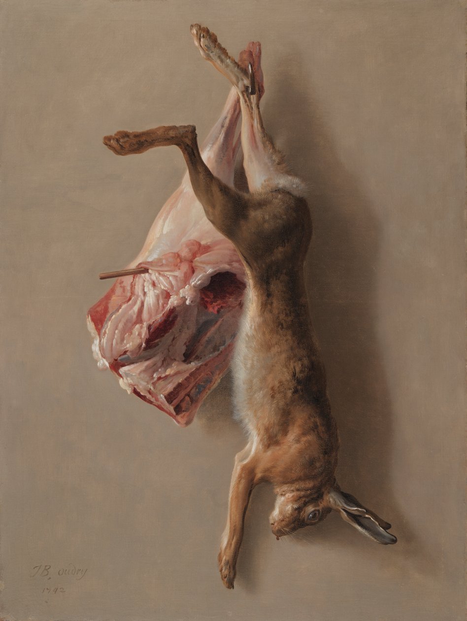 En hare och ett lammben av Jean Baptiste Oudry