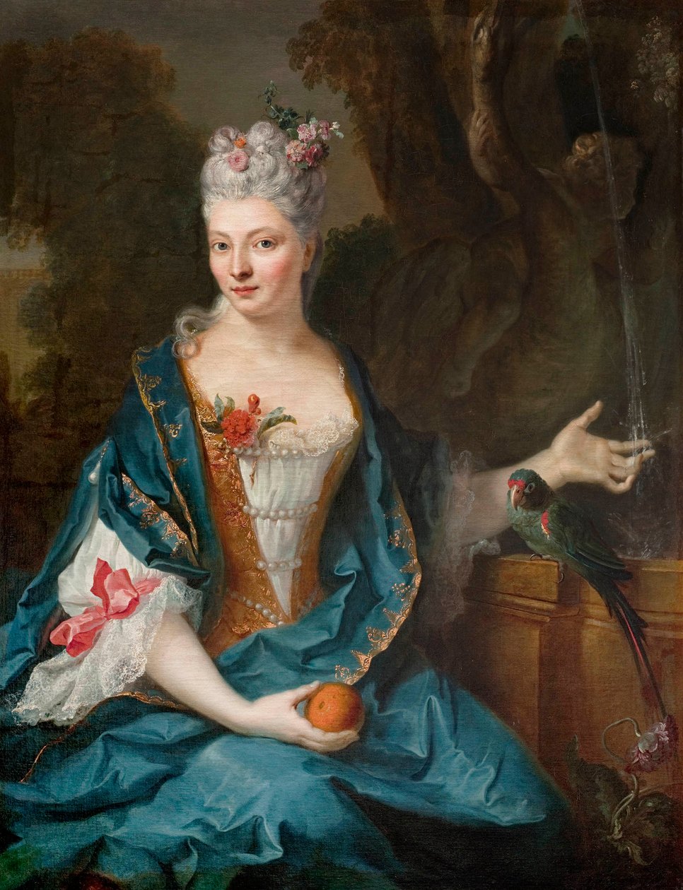Franska: Dame assise dans un jardin av Jean Baptiste Oudry