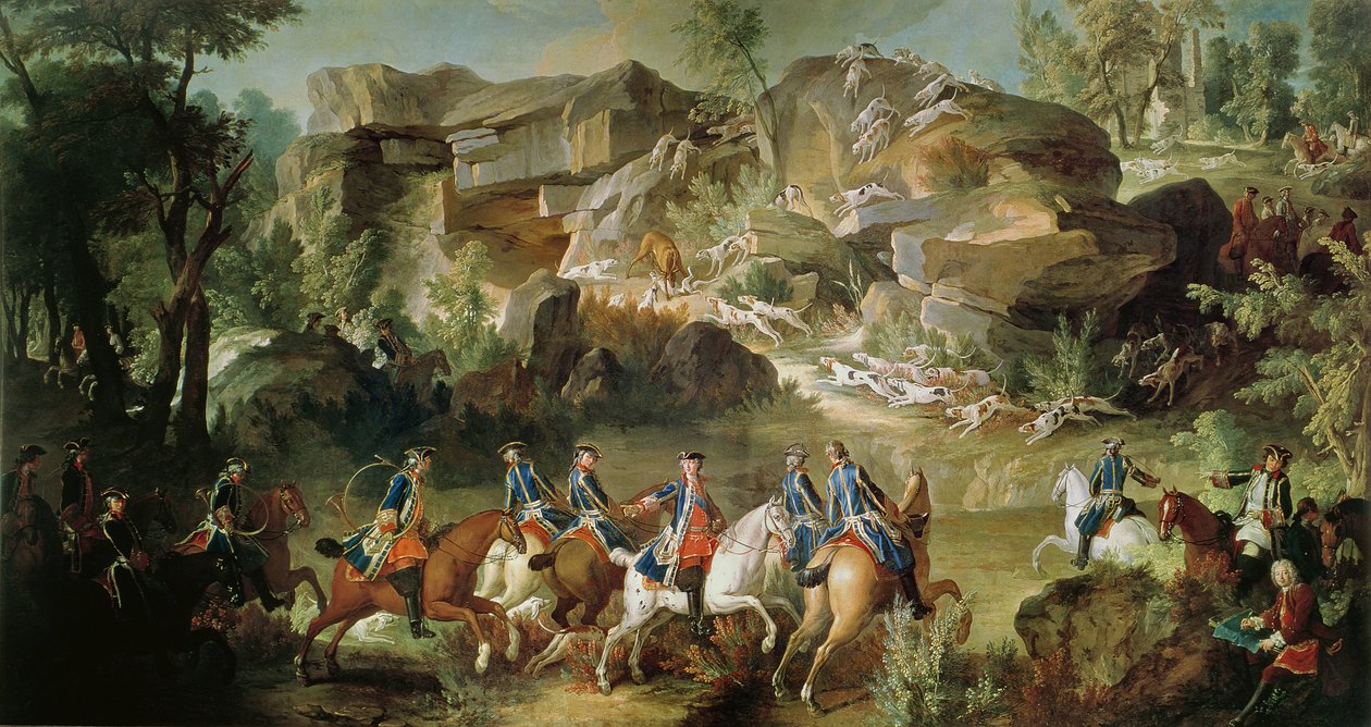 Jakt i skogen Fontainebleau vid Franchard av Jean Baptiste Oudry