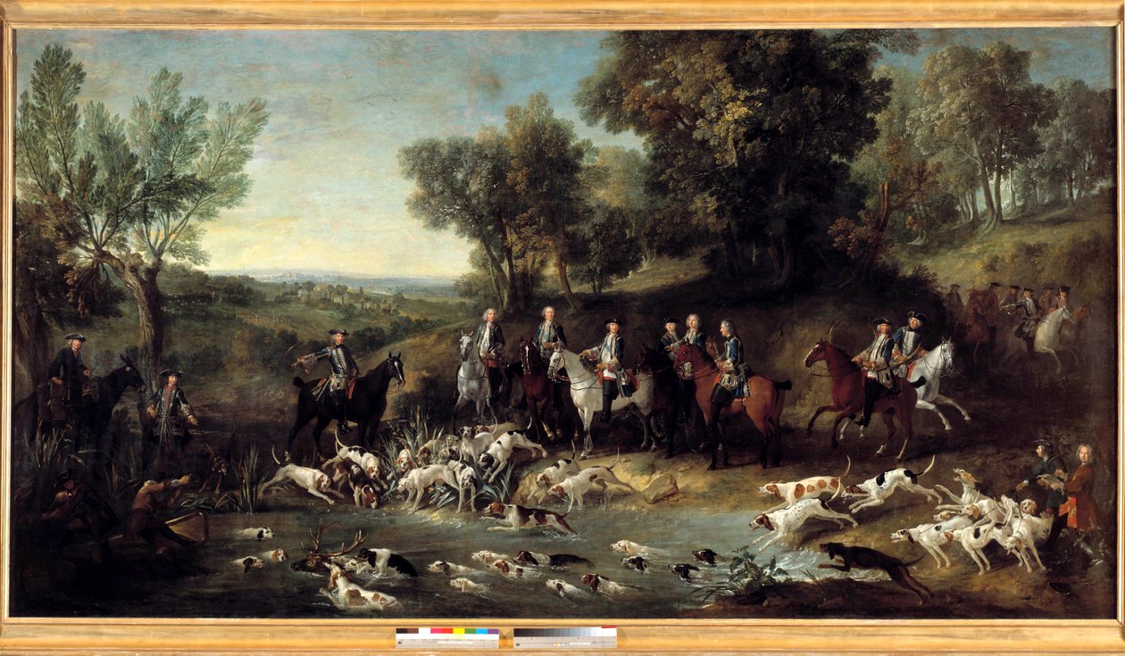 Kung Ludvig XV jagar rådjur i Saint Germains skog 1730 Målning av Jean Baptiste Oudry (1686-1755) 1730 Toulouse, Musee des Augustins av Jean Baptiste Oudry