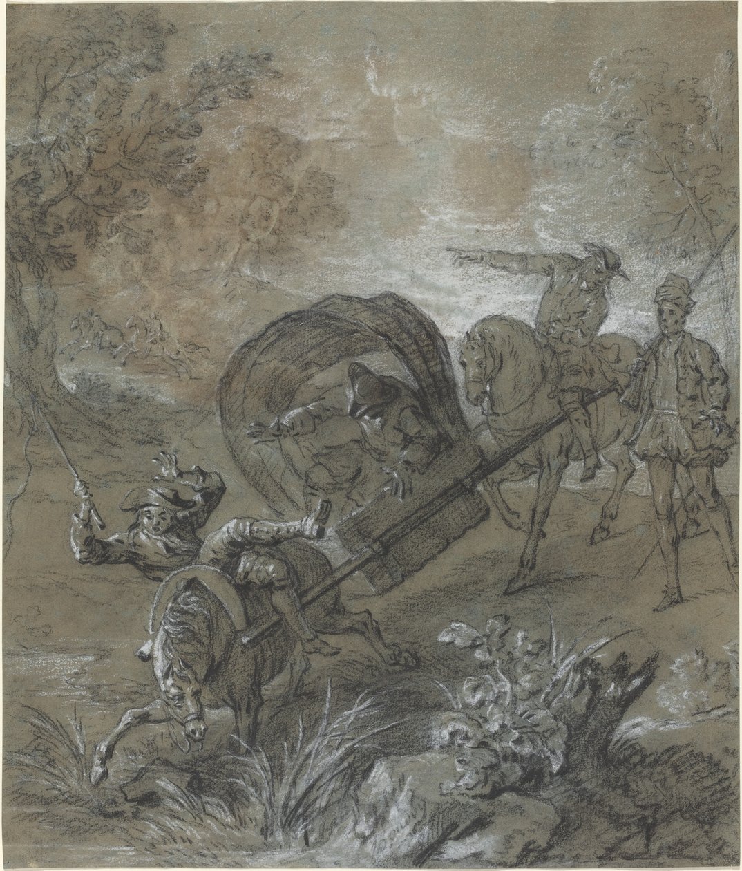 La Rancune på en bår, skjuten i träsk av Jean Baptiste Oudry