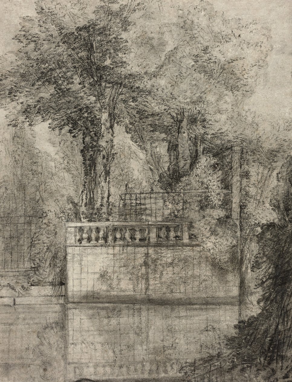 Gallerarbete och reflekterande pool vid Arcueil, 1744-47 av Jean Baptiste Oudry