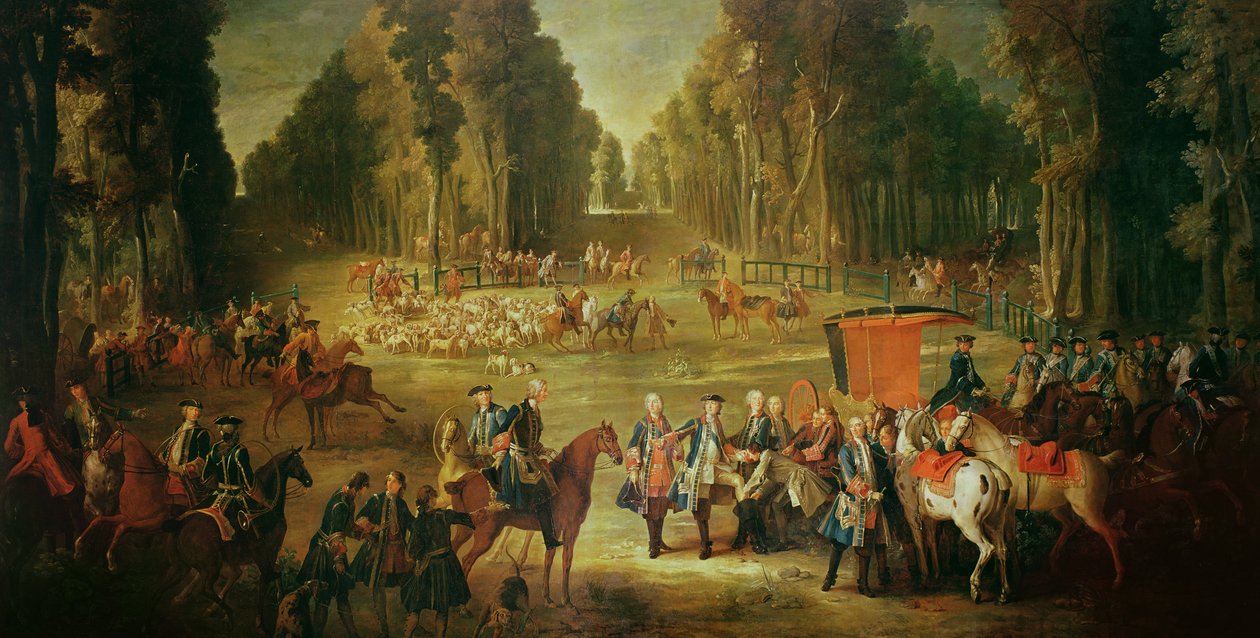 Möte för Puits-du-Roi-jakten i Compiegne (se 202272 för detaljer) av Jean Baptiste Oudry