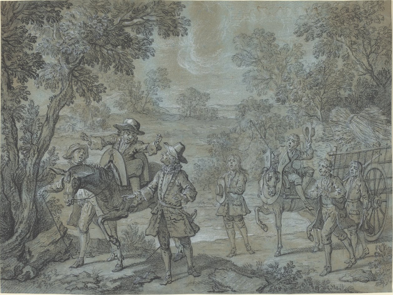 Ragotin deklamerar verser; bönder tror att han predikar av Jean Baptiste Oudry