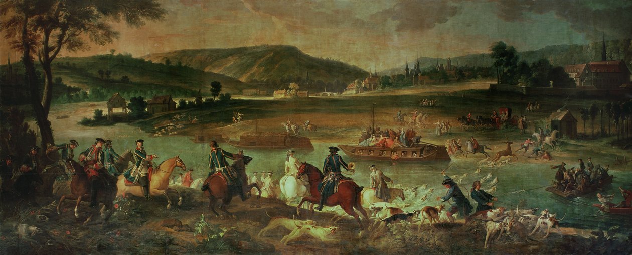 Stag Hunt in the Oise in Sight of Compiegne, nära Royallieu, 1737 av Jean Baptiste Oudry
