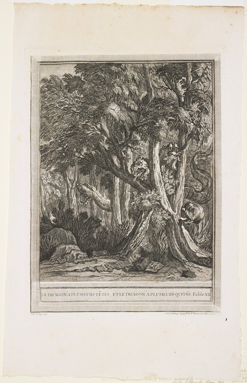 Draken med många huvuden, Fabel XII, ca 1753-1755 av Jean Baptiste Oudry