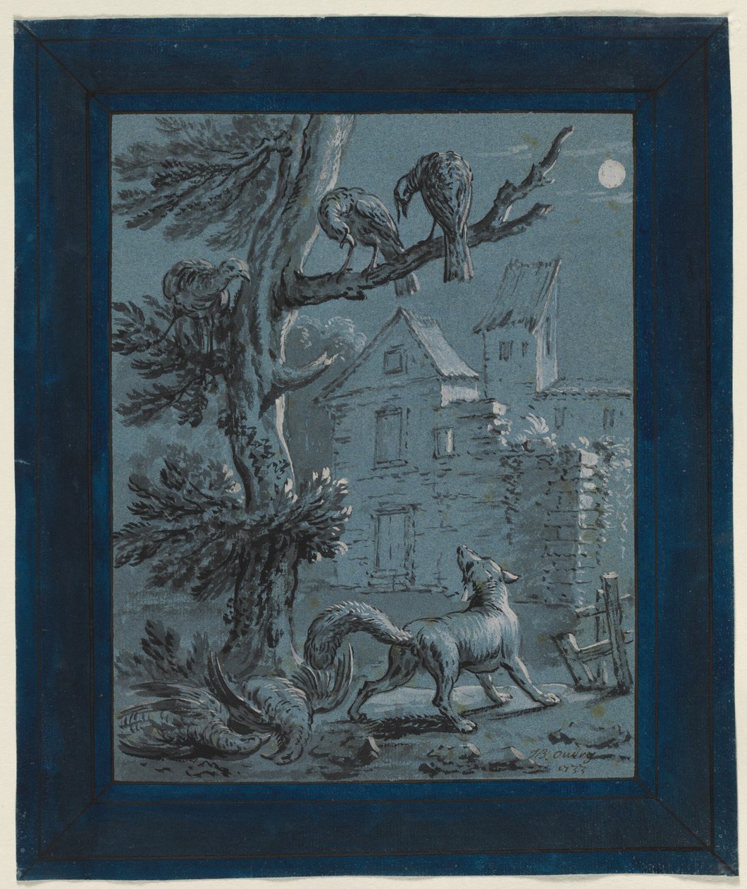 Räven och kalkonhönsen: Illustration för fablerna i La Fontaine av Jean Baptiste Oudry