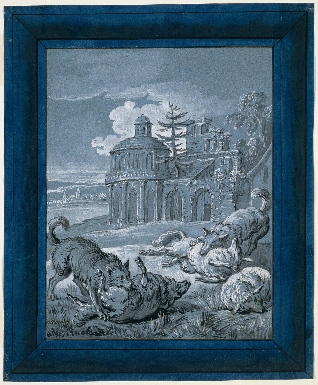 Vargar attackerar får ("Rein de Trop II") av Jean Baptiste Oudry