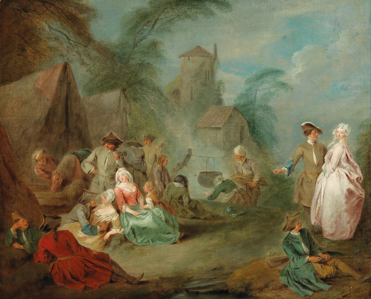 Ett militärläger. av Jean Baptiste Pater