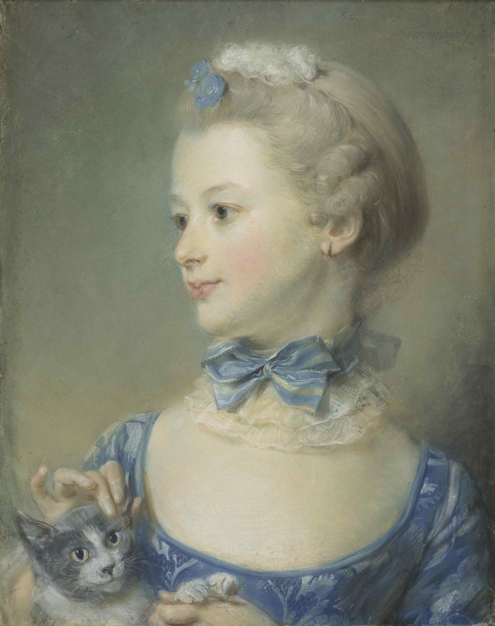 Den lilla flickan med katten Marie-Anne Huquier, 1747. av Jean Baptiste Perronneau