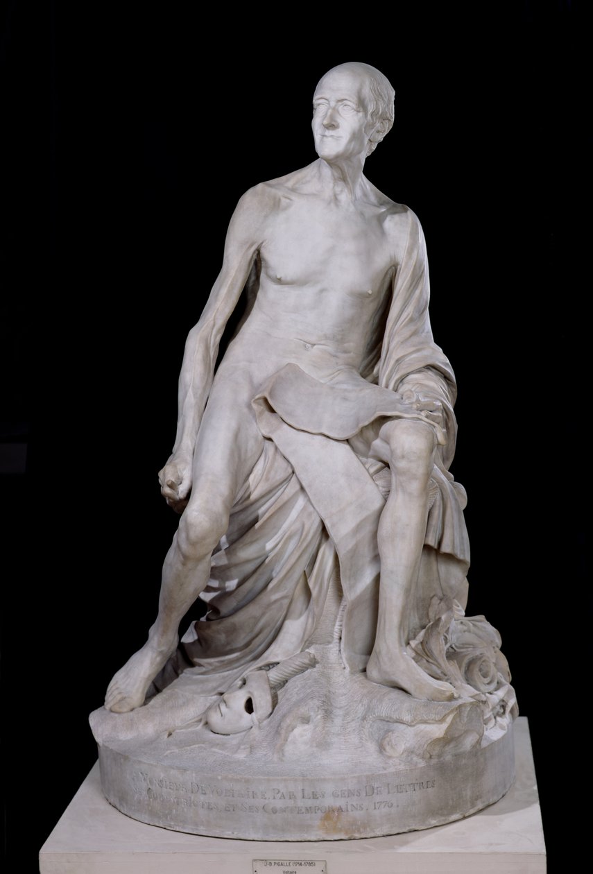 Sittande staty av Voltaire (1694-1778) 1776 (marmor) av Jean Baptiste Pigalle