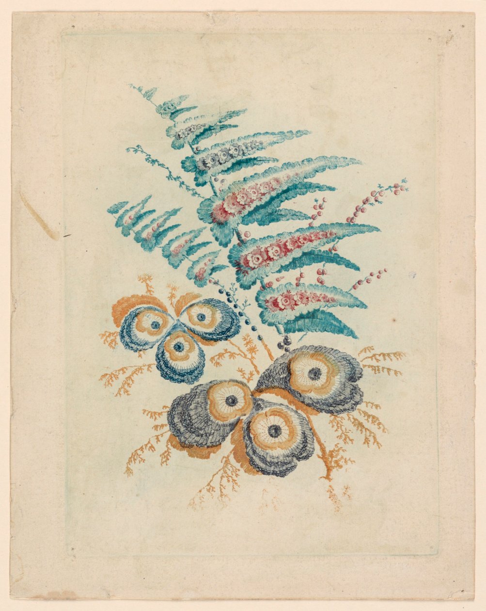 Fantastiskt blommotiv från Nouvelle Suitete de Cahiers de Fleurs Idéales av Jean Baptiste Pillement