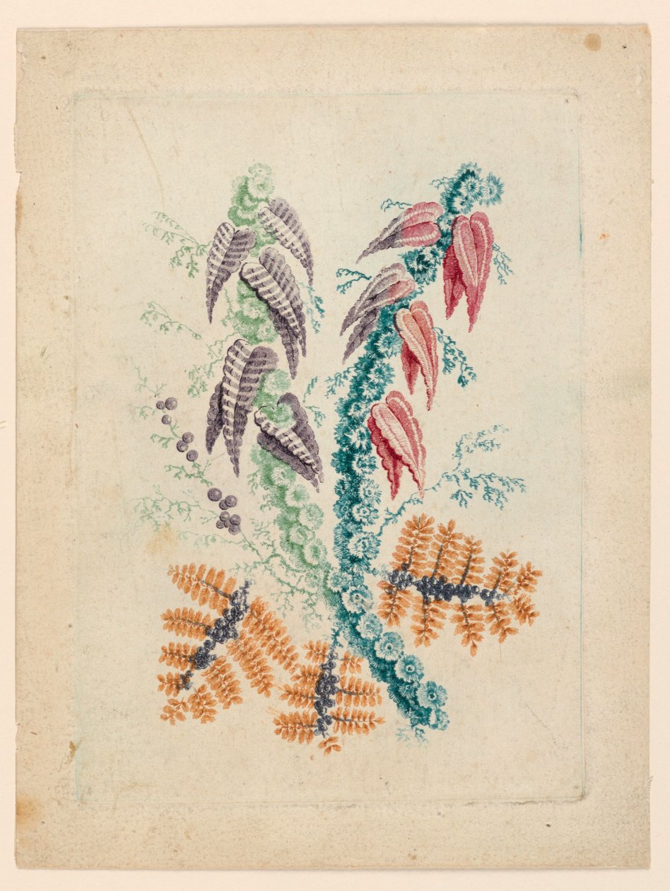 Fantastiskt blommotiv från "New Suite of Ideal Flower Notebooks" av Jean Baptiste Pillement