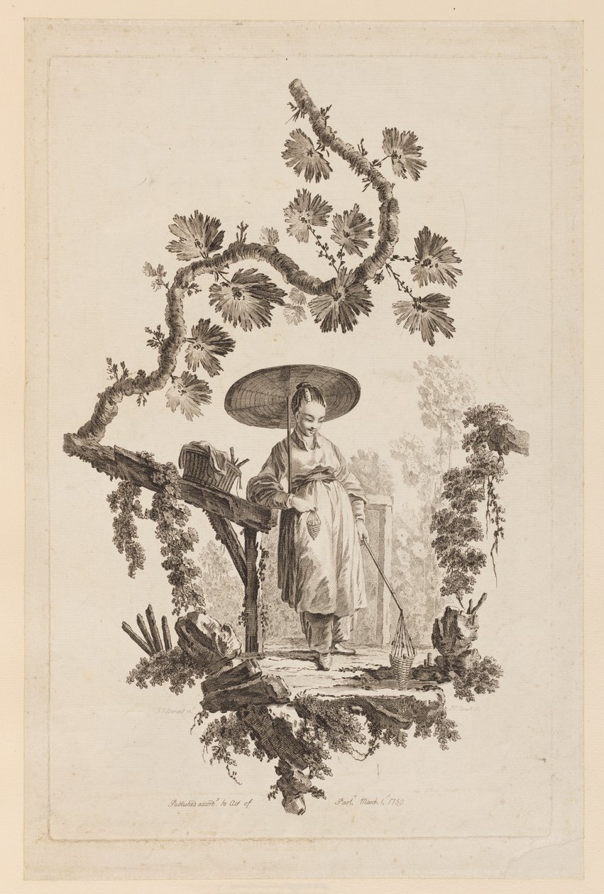 Figur Med Parasoll Under Gren av Jean Baptiste Pillement