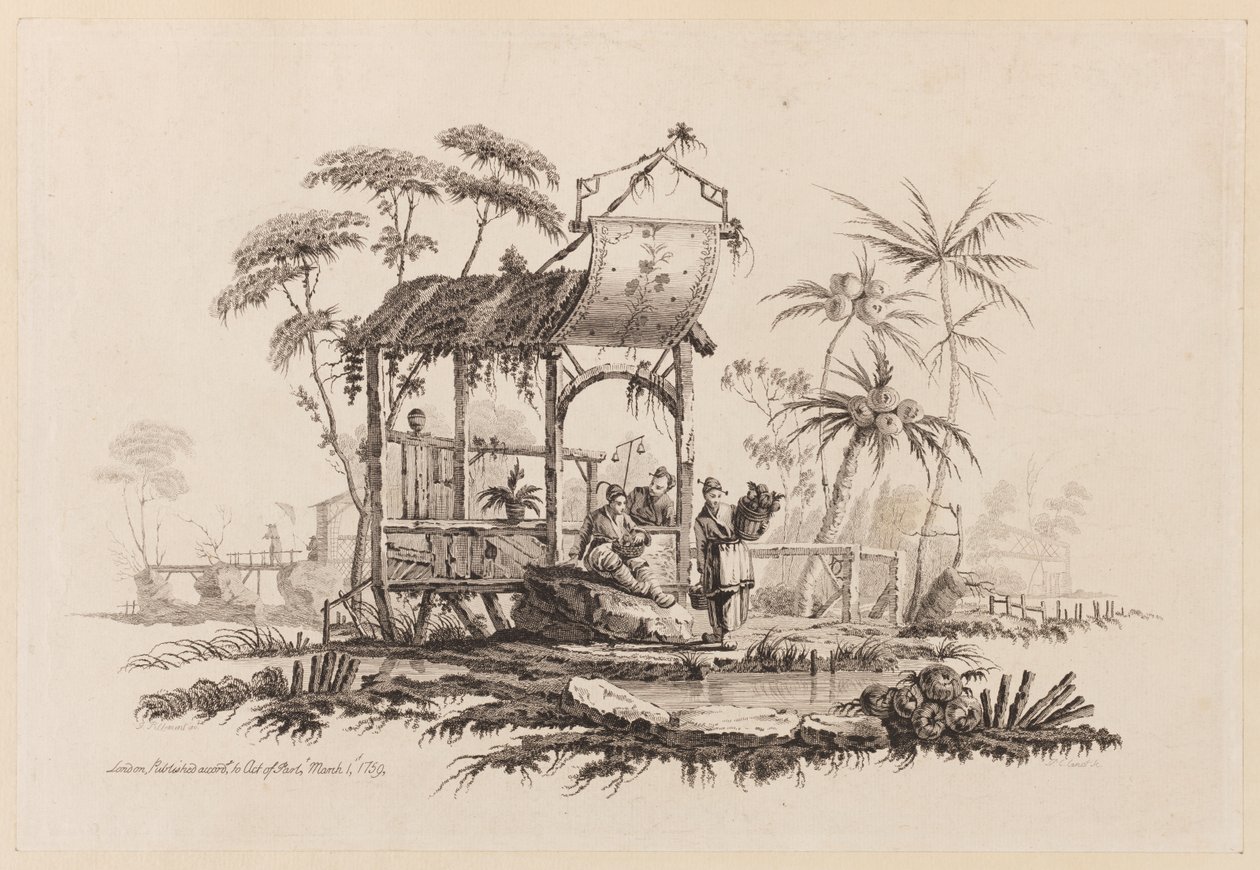 Figurer under en struktur av Jean Baptiste Pillement