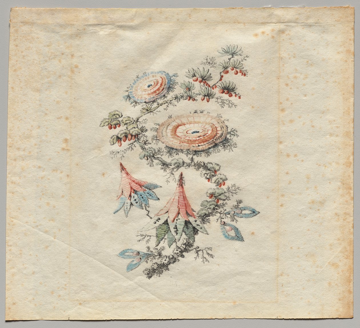 Blomsterbroderidesign för Silk Manufactory of Lyon av Jean Baptiste Pillement