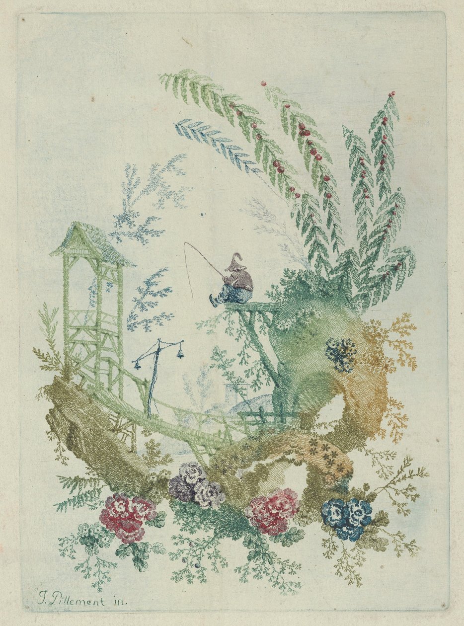Ornamentdesign från Nouvelle Suite de Cahiers de Dessins Chinois, 1790-talet. av Jean Baptiste Pillement