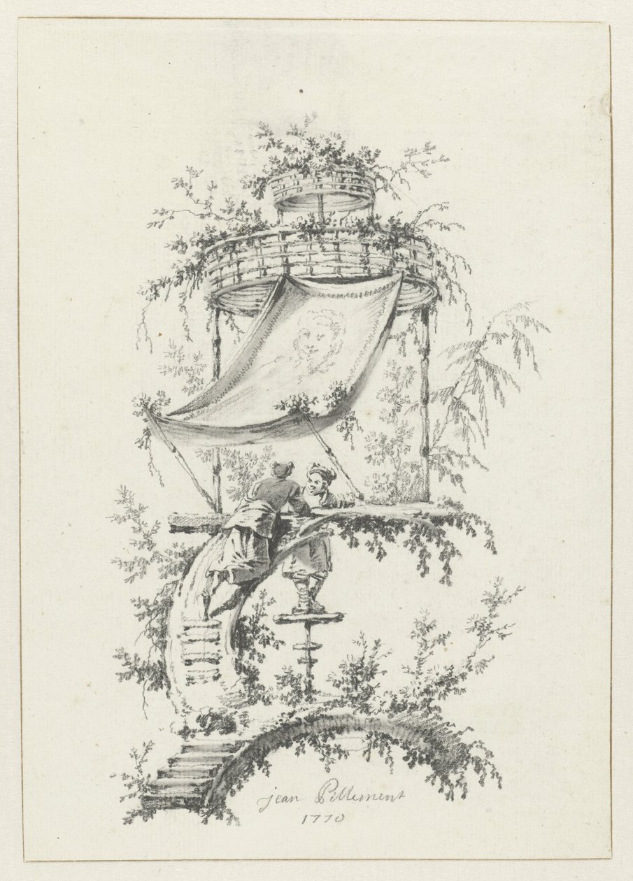 Prydnadskomposition i chinoiserie stil Prydnadsdesigner i chinoiserie-stil för Deuxième Cahier de six Baraques Chinoises (serietitel) av Jean Baptiste Pillement