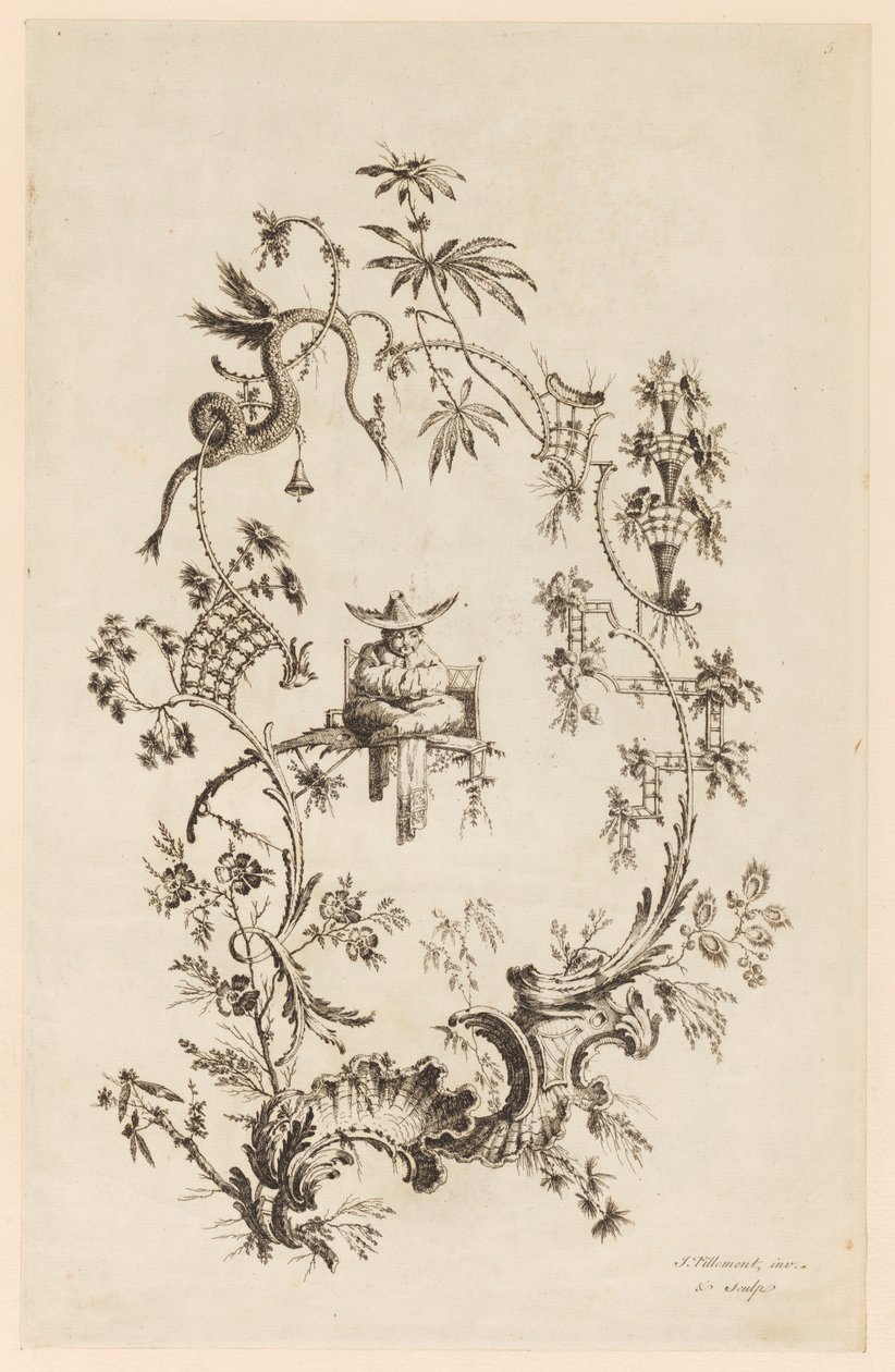 Tavla 5, från "A New Book of Chinese Ornaments" av Jean Baptiste Pillement