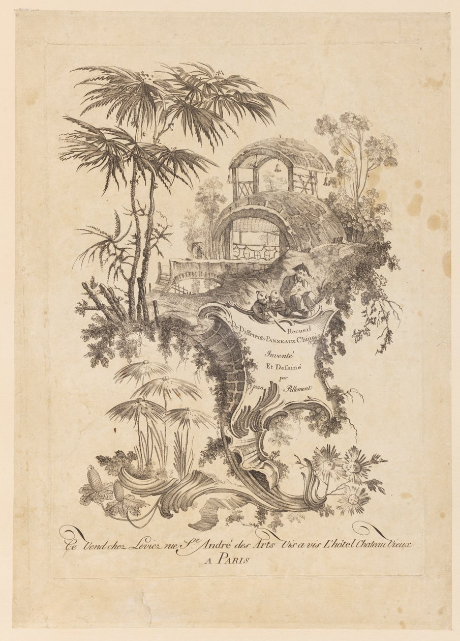 Titelsida, "Samling av olika kinesiska paneler" av Jean Baptiste Pillement