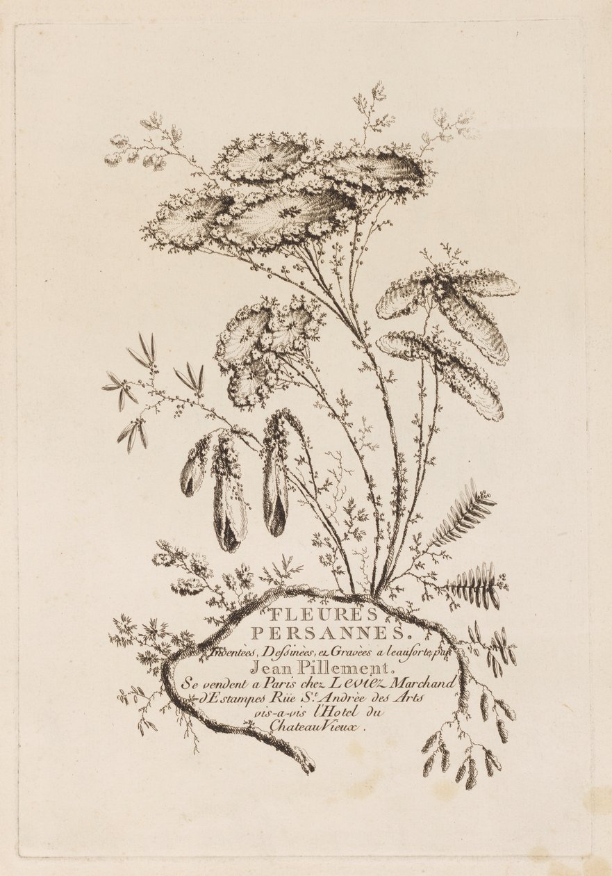 Titelsida, från "Persiska blommor" av Jean Baptiste Pillement