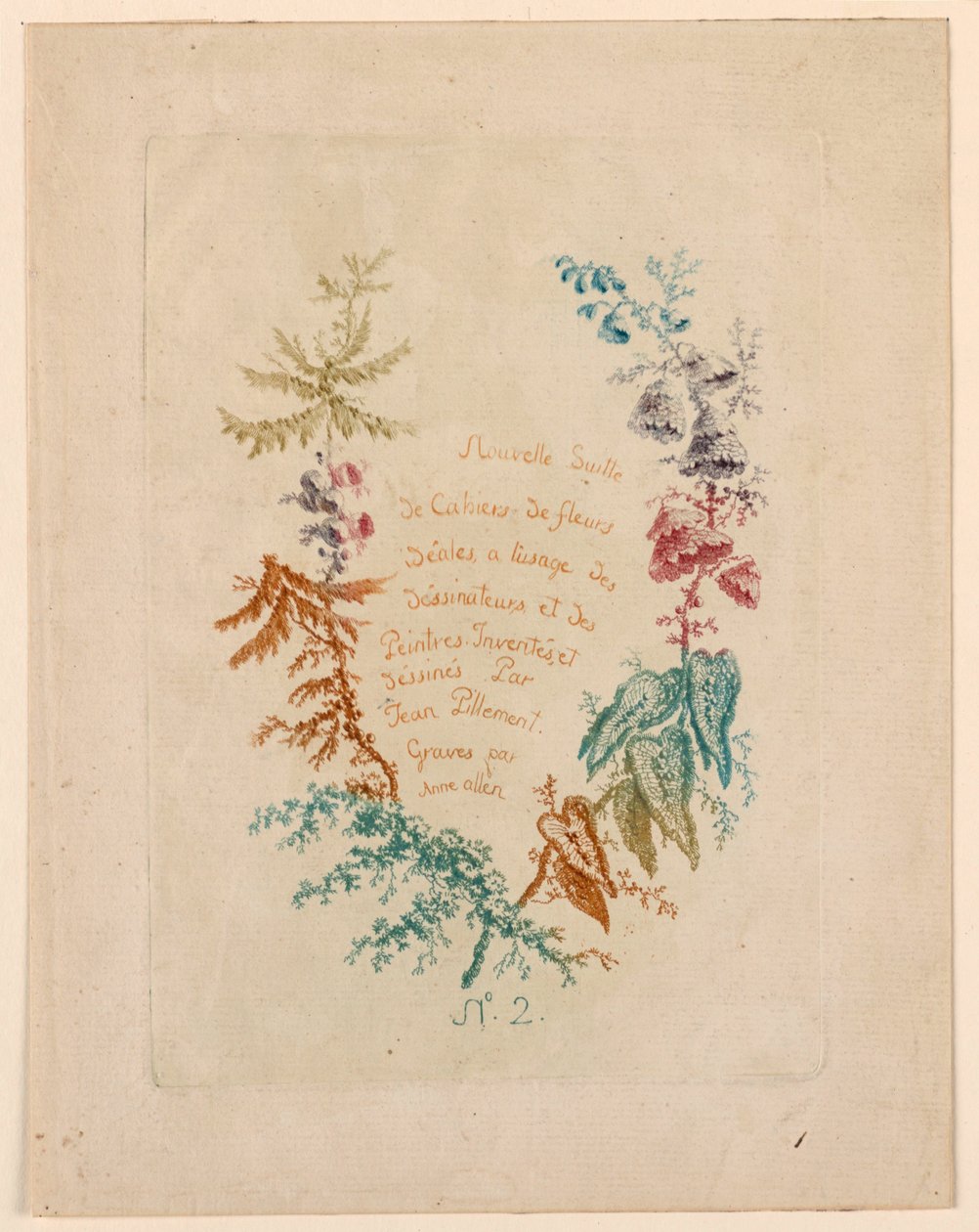 Titelsida för "New Suite of Ideal Flower Notebooks" nr 2 av Jean Baptiste Pillement