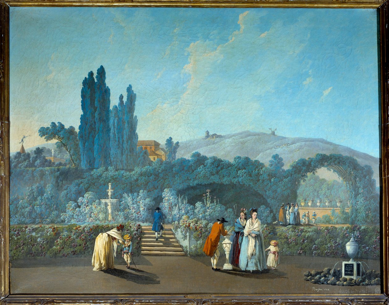Utsikt över Benficas trädgårdar i Lissabon 1785 Akvarell av Jean Pillement (1728-1808) 1785 Paris, dekorativ konst av Jean Baptiste Pillement