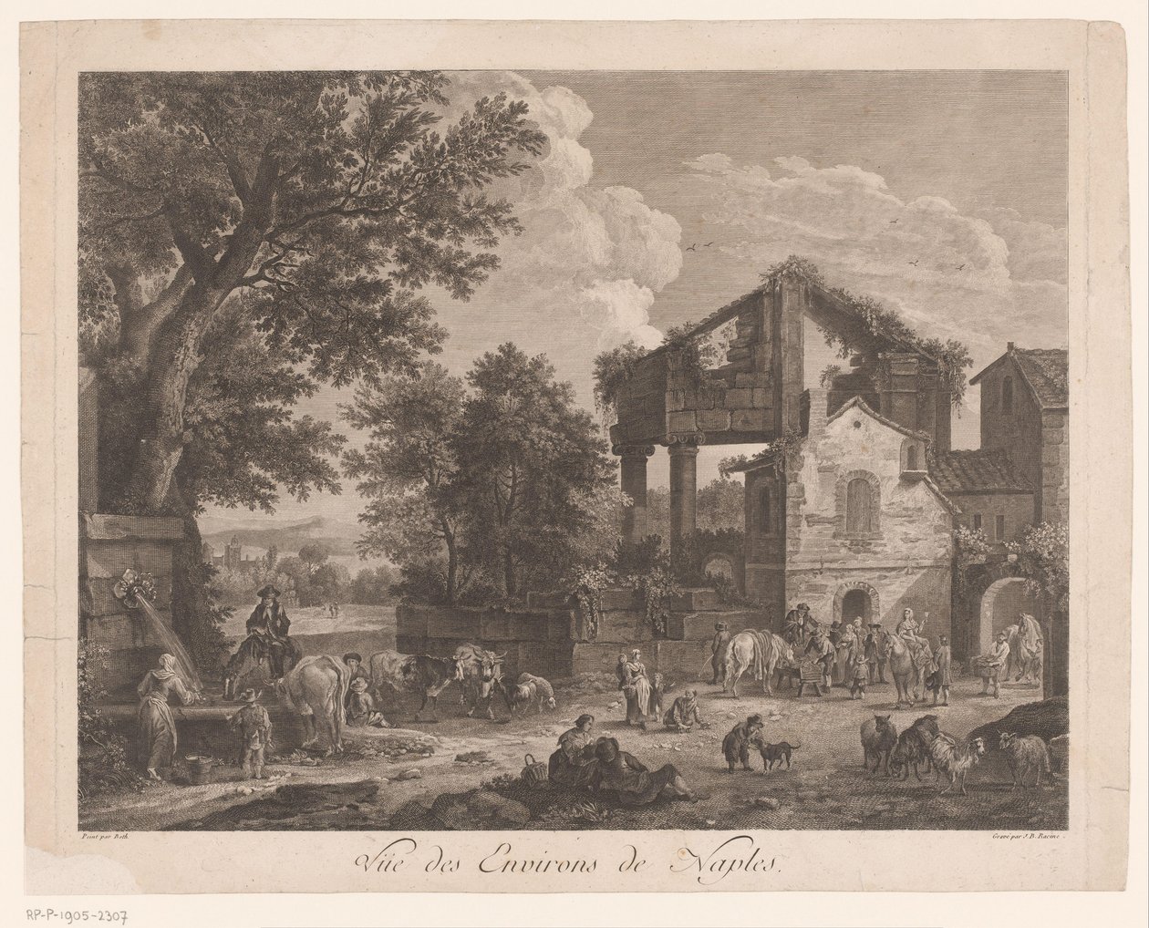 Utsikt över Neapelområdet Vüe ​​​​des Environs de Naples (titel på objekt) av Jean Baptiste Racine