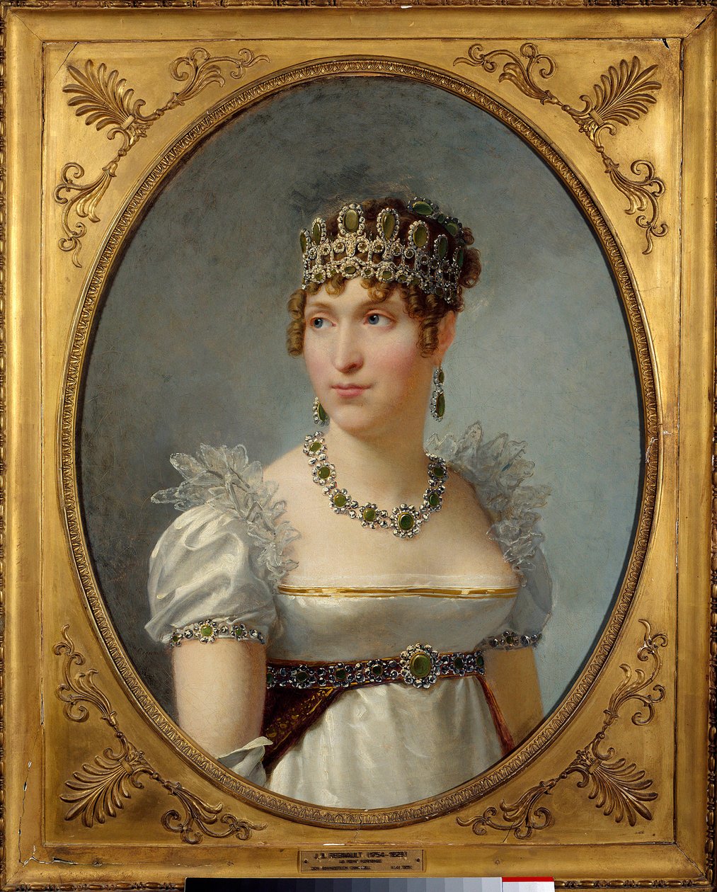 Porträtt av drottning Hortense de Beauharnais (1783-1837) Drottning av Holland, hustru till Louis Bonaparte Hon är dotter till imponen Josephine de Beauharnais och mor till den blivande Napoleon III. Målning av Jean Baptiste Regnault (1754-1829) 1810 sön. av Jean Baptiste Regnault