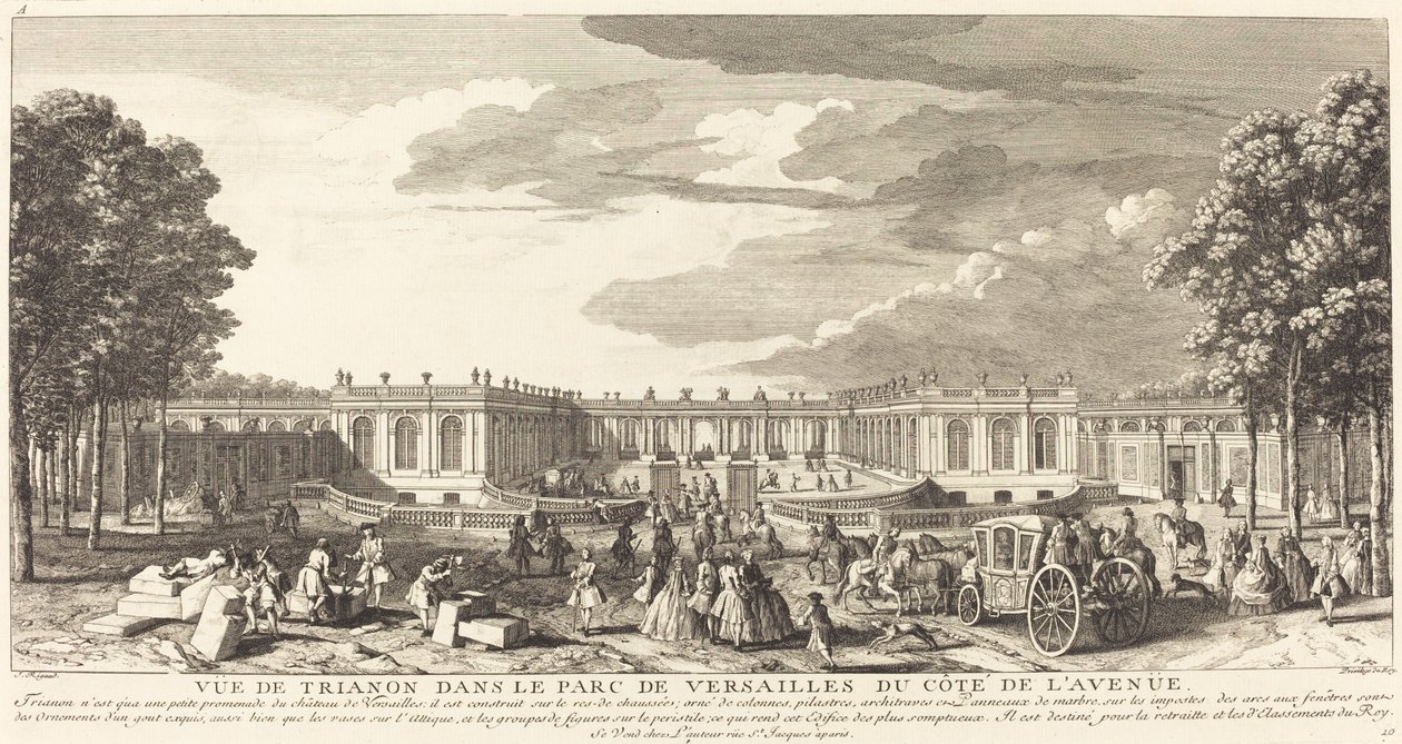 Utsikt över Trianon i parken i Versailles från Cote de l