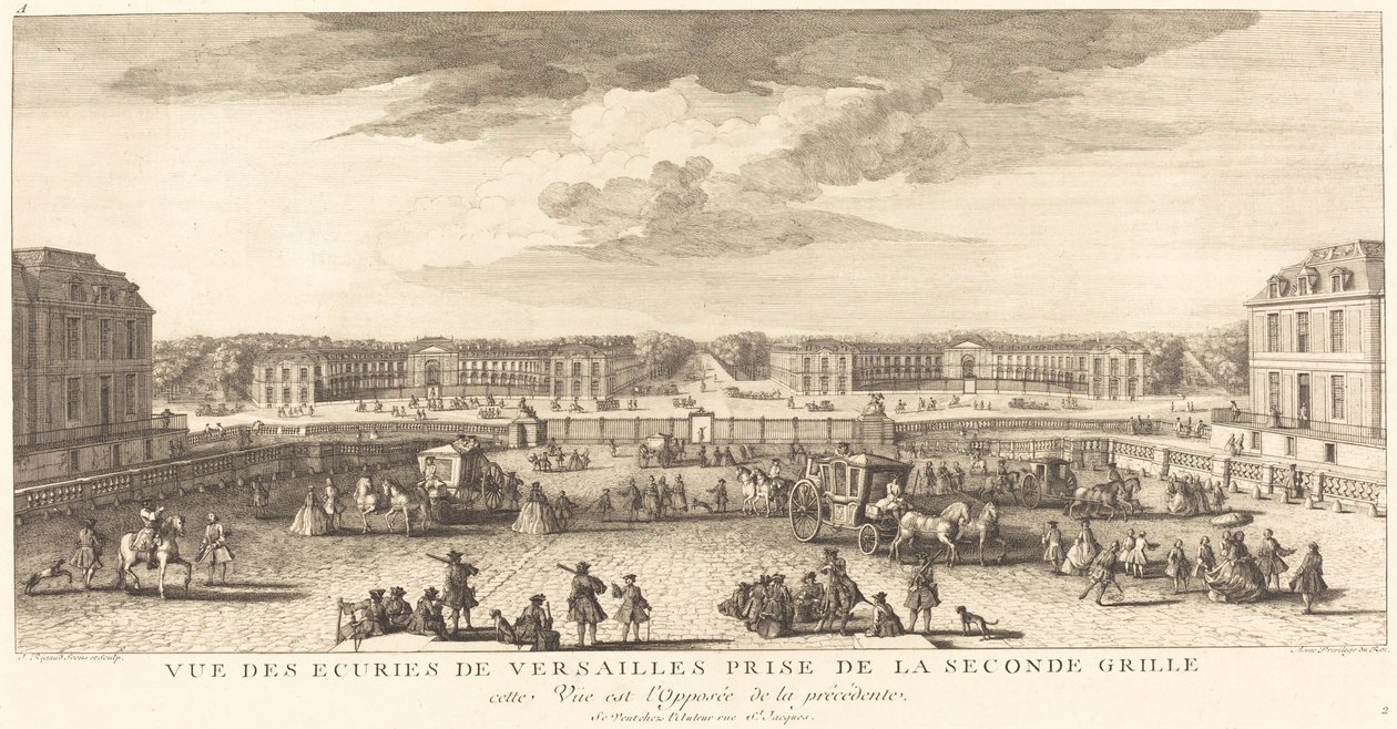 Vy över stallen i Versailles tagen från den andra porten av Jean Baptiste Rigaud