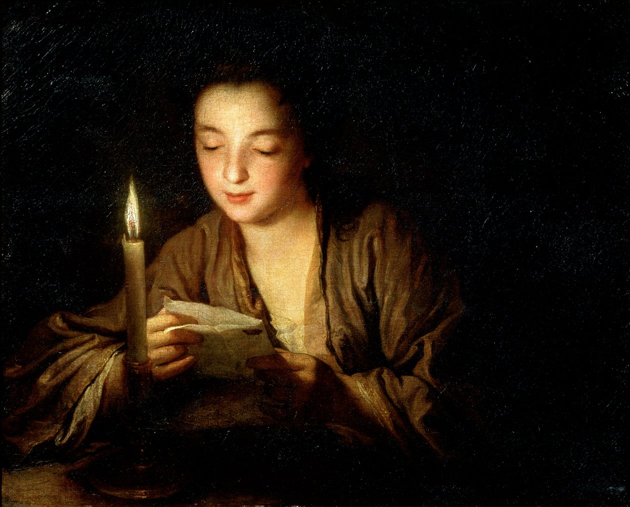 Flicka med ett ljus, sent 1600-tal eller tidigt 1700-tal. av Jean Baptiste Santerre