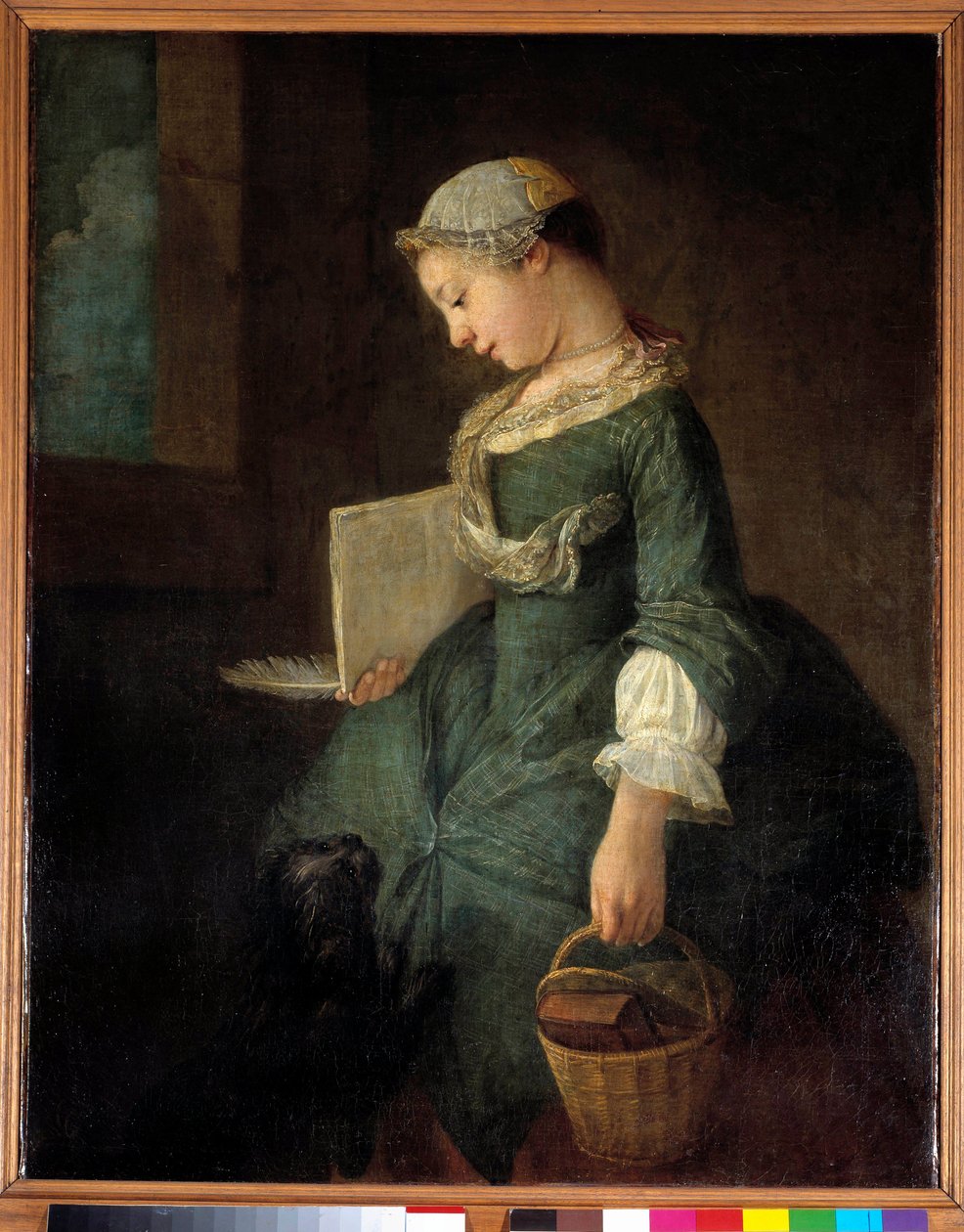 En ung skolflicka Målning av Jean Baptiste Simeon Chardin (1699-1779) Sankt Petersburg från 1700-talet. Eremitagemuseet av Jean Baptiste Simeon Chardin