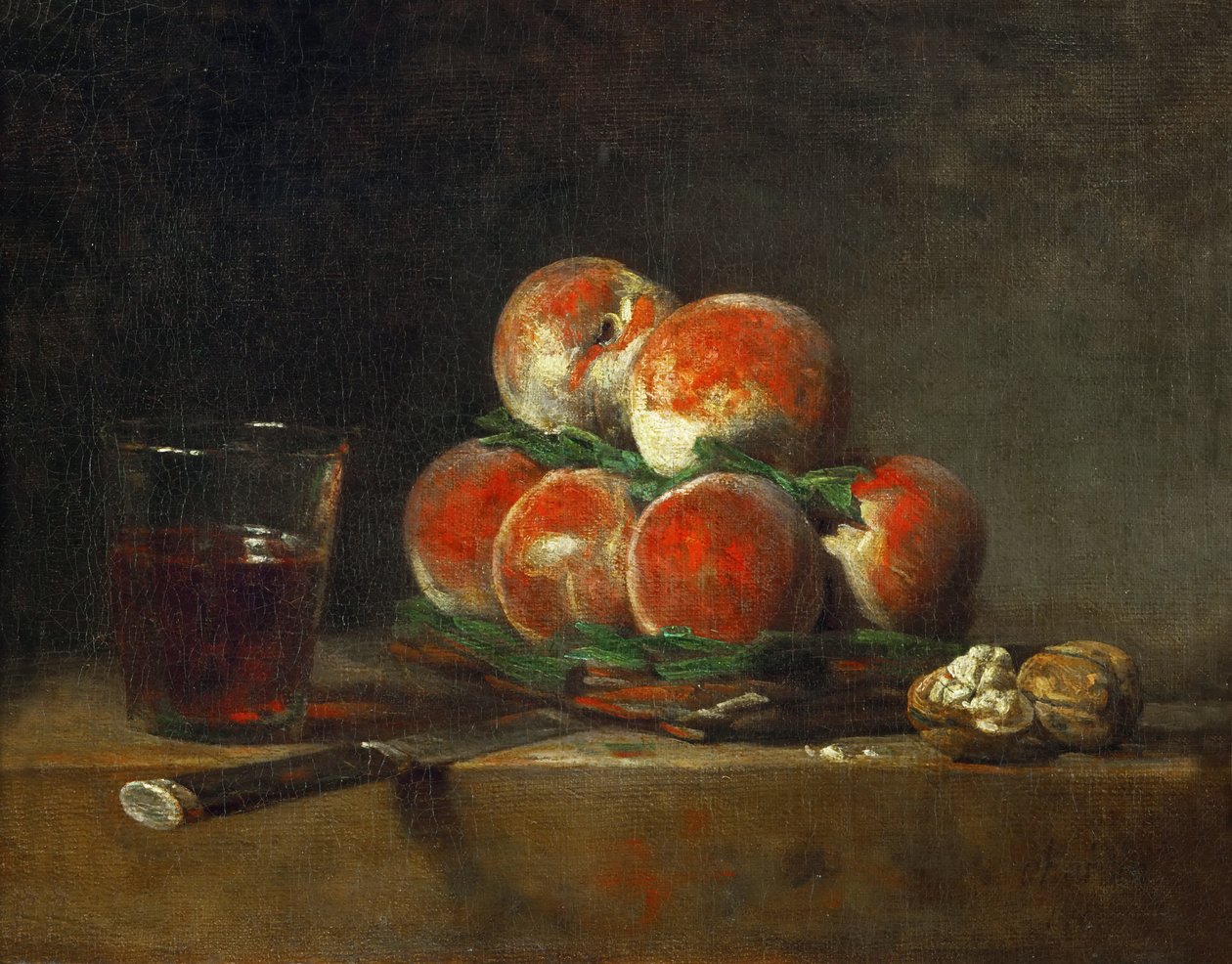 Korg med persikor av Jean Baptiste Simeon Chardin