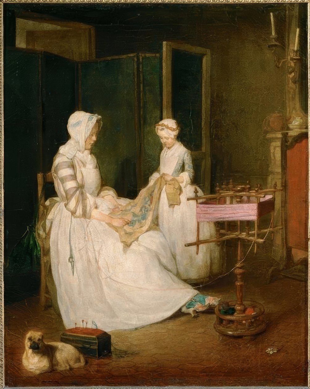 Chardin, den hårt arbetande modern / omkring 1739–40 av Jean Baptiste Simeon Chardin