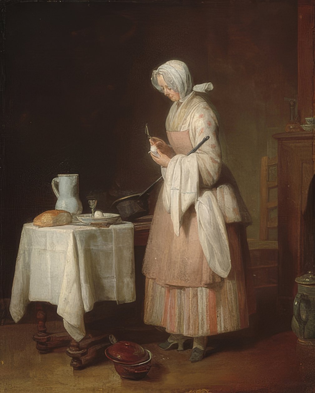 Den uppmärksamma sjuksköterskan. 1747 av Jean Baptiste Simeon Chardin