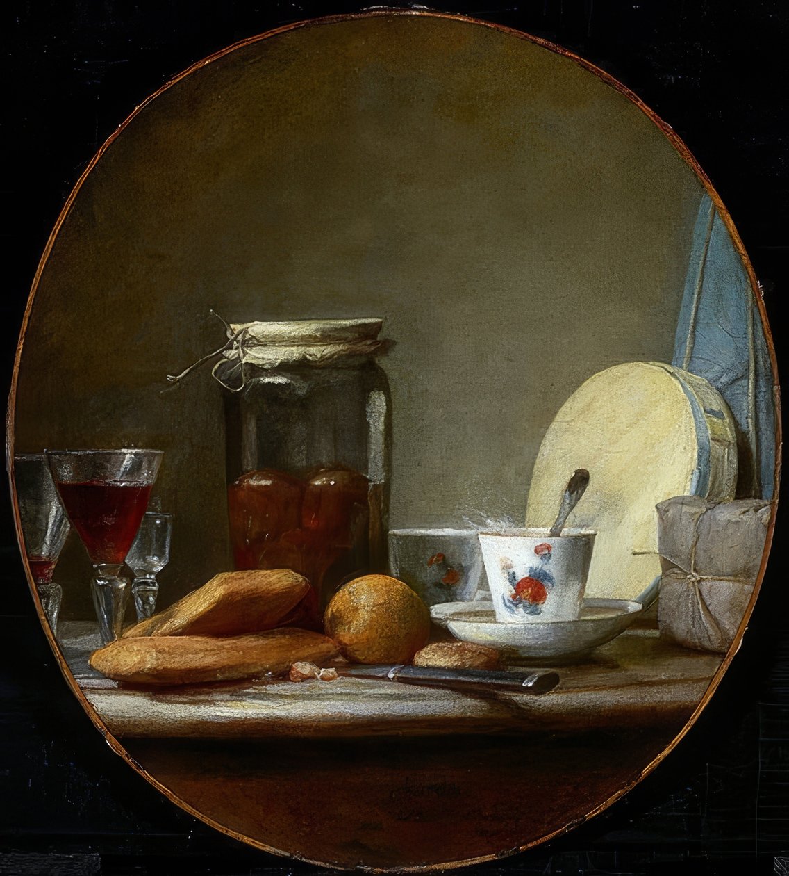 Glas med aprikoser. 1758 av Jean Baptiste Simeon Chardin