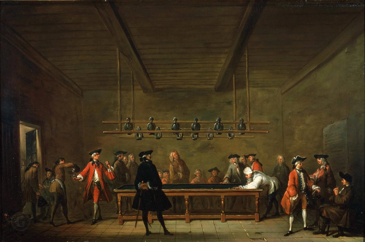 Biljardspelet The Billiard Match, ca. 1725. av Jean Baptiste Simeon Chardin