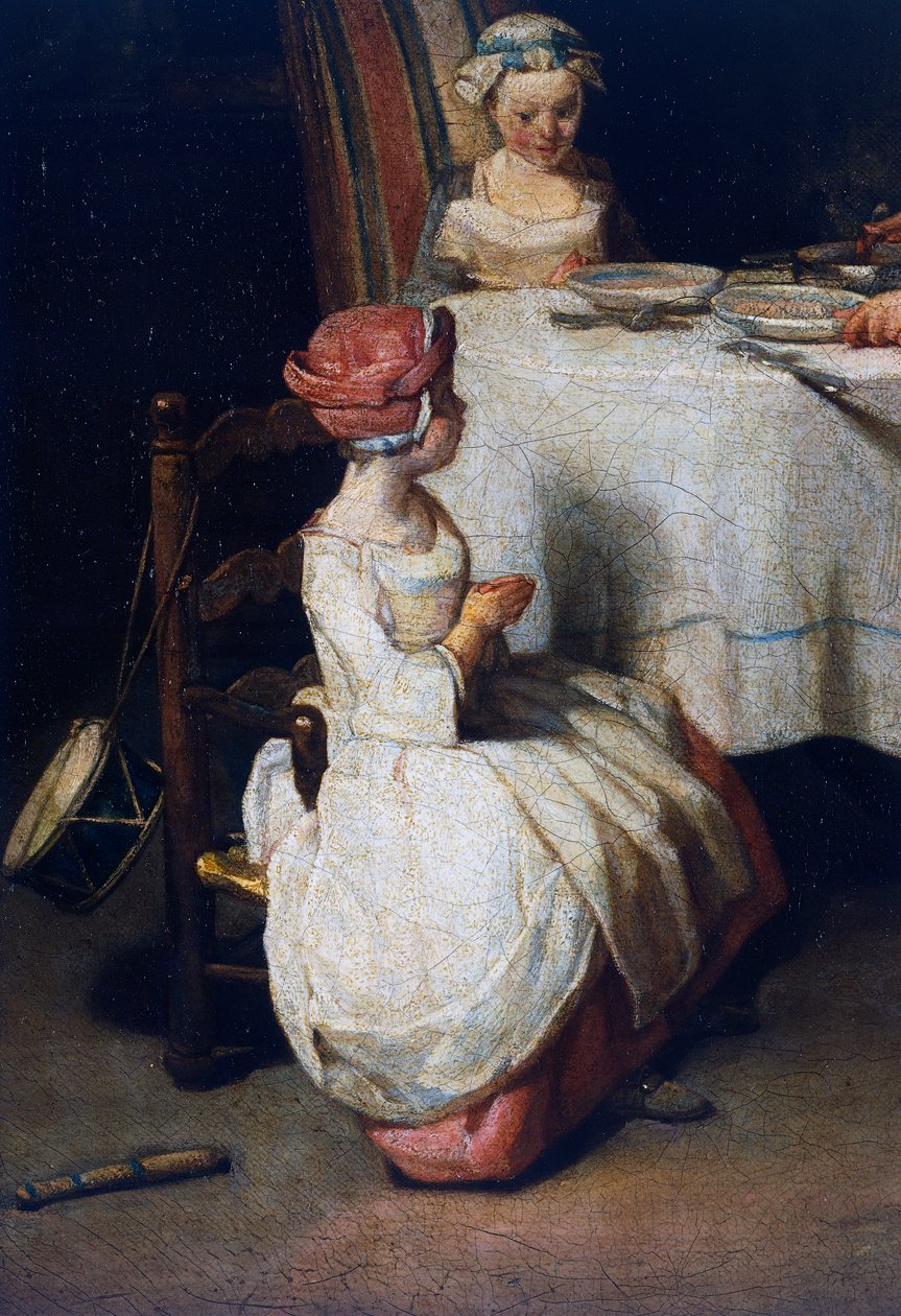 Le Benedicite, ca 1740, detalj (olja på duk) av Jean Baptiste Simeon Chardin