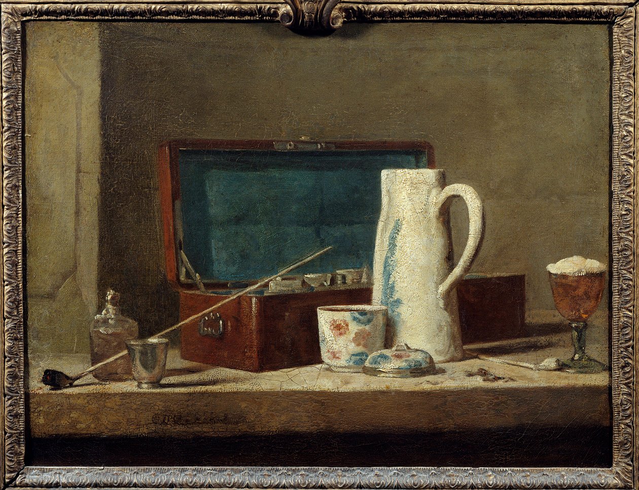 Pipor och vas för att dricka eller röka Målning av Jean Baptiste Simeon Chardin (1699-1779) 1700-tal sön. 0,32 x 0,42 m. Paris. Louvren av Jean Baptiste Simeon Chardin