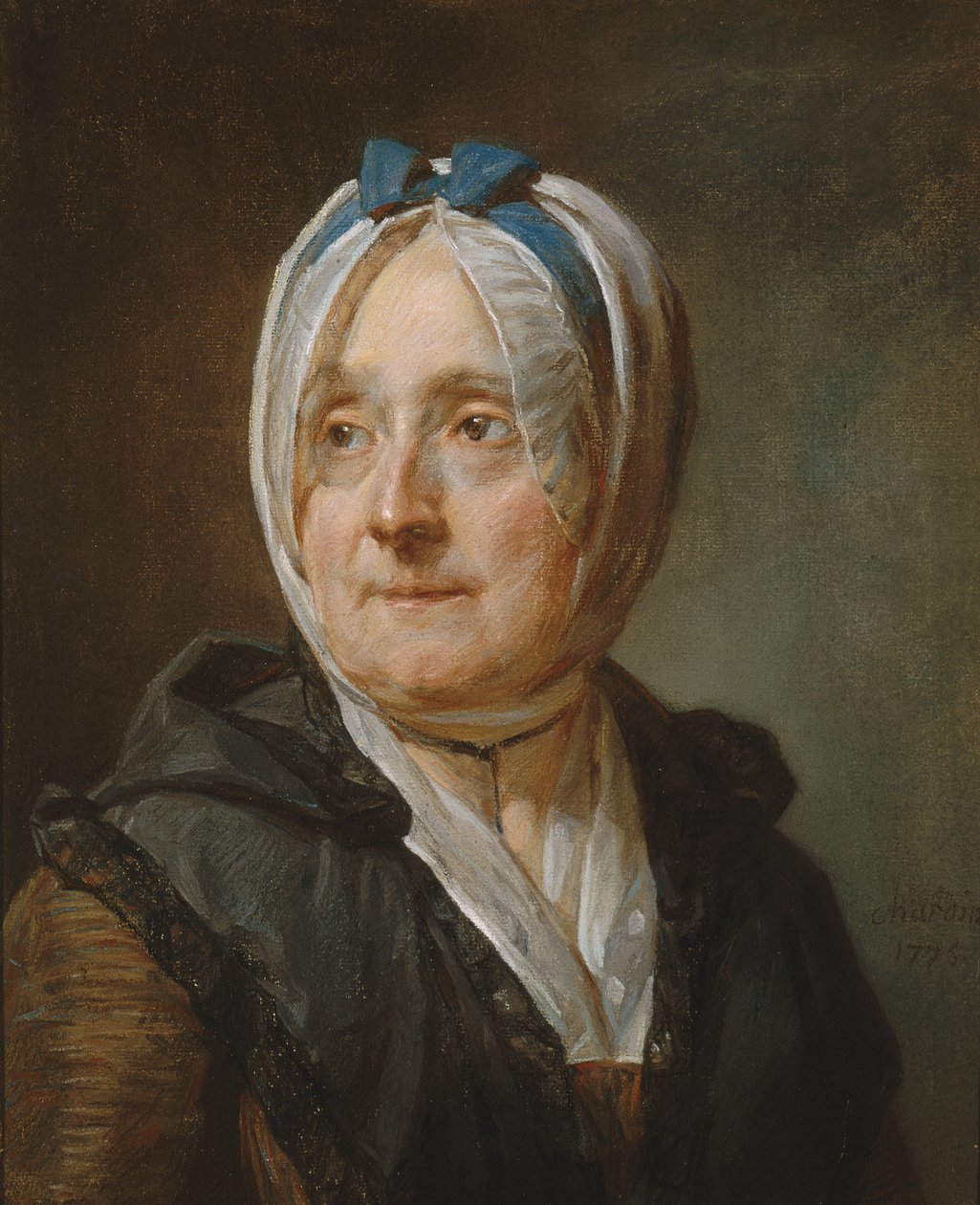 Porträtt av Madame Chardin (1707-91) 1775 av Jean Baptiste Simeon Chardin