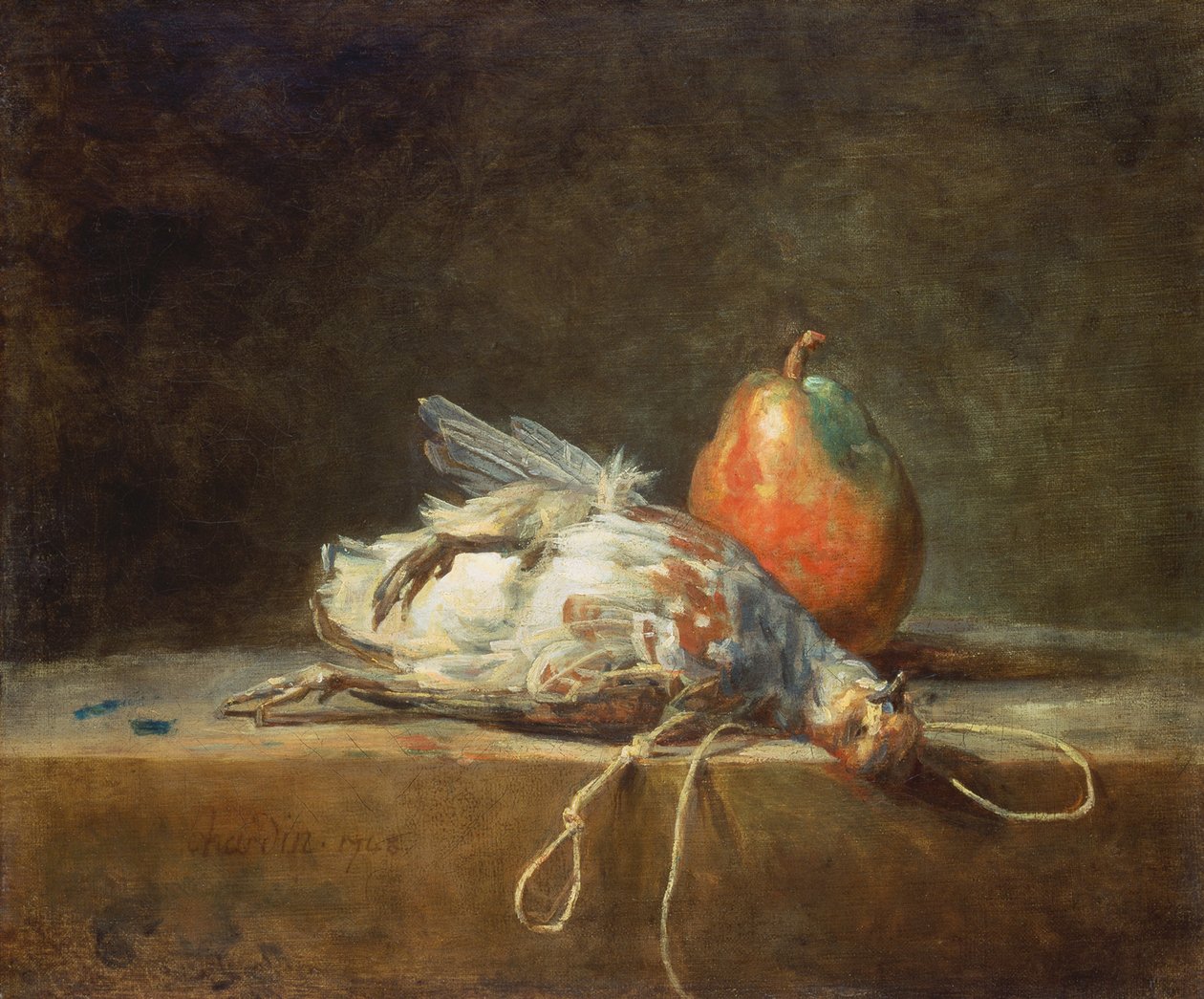 Stilleben med rapphöna och päron, 1748 av Jean Baptiste Simeon Chardin