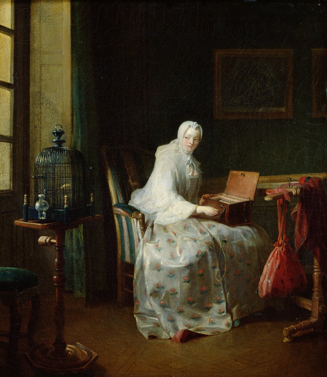 Fågelorganet eller en kvinna som varierar sina nöjen, 1751 av Jean Baptiste Simeon Chardin
