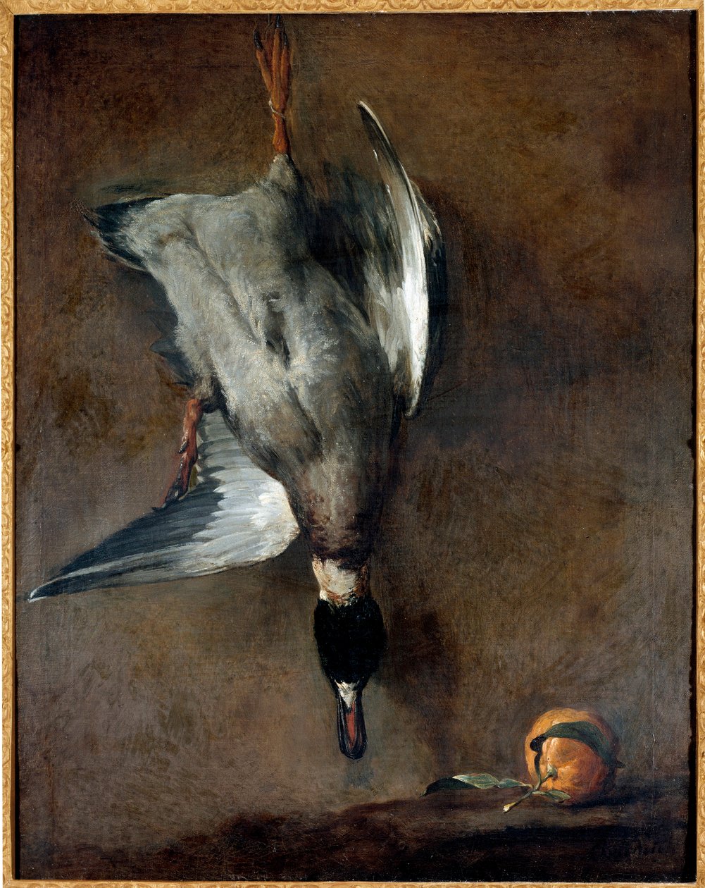 Målningen The Dead Duck av Jean Baptiste Simeon Chardin (1699-1779) Gien från 1700-talet, Musee de la Chasse av Jean Baptiste Simeon Chardin